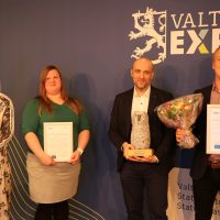 Kaiku-palkitut: Katja Sulanko, Reetta Vainiola, Frank Österlund ja Janne Leskinen